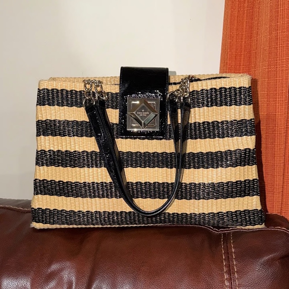 ‼️Kate Spade Striped Straw Shoulder Bag